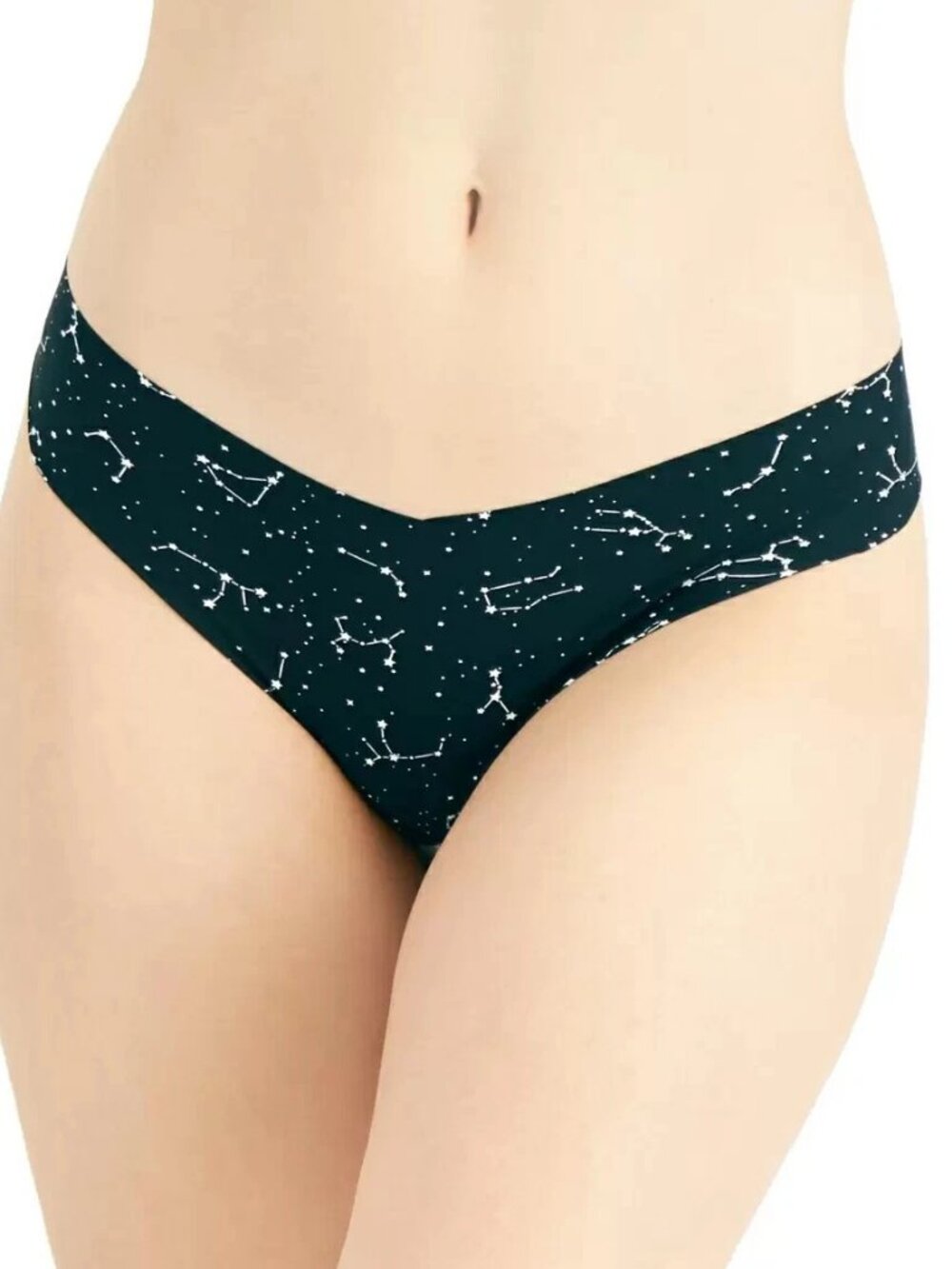 Jenni Intimates Women's No-Show Thong Panty Underwear, Black With Constellations